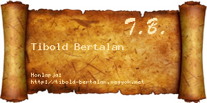 Tibold Bertalan névjegykártya
